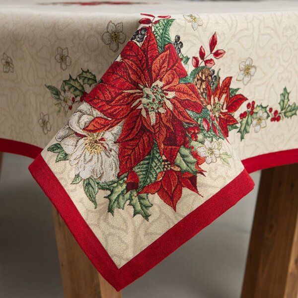Vánoční ubrus s motivem Poinsettia 140x180 cm