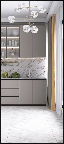 Obdélníkové zrcadlo na líčení po celé délce, 180 x 80 cm, k zavěšení nebo postavení, černé