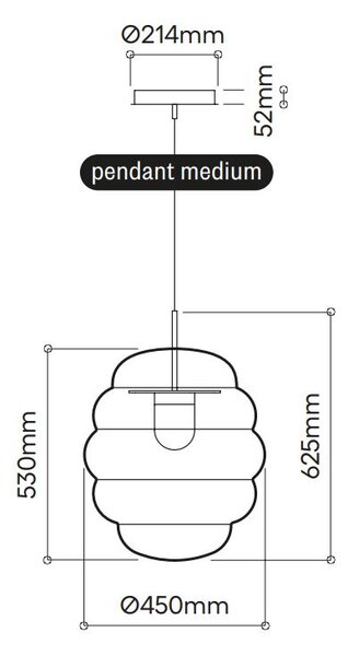Bomma Luxusní závěsné svítidlo Blimp medium, ø 45 cm s baldachýnem Stmívání, řízení: TRIAC (lze použít i bez stmívání), Barva skla: Amber