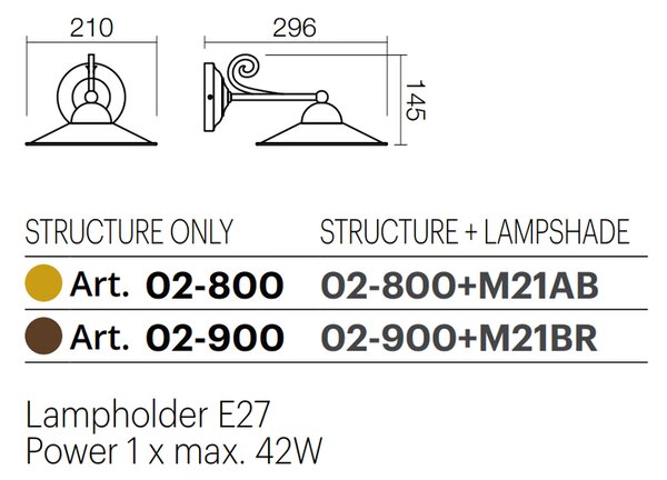 Incanti Rustikální nástěnné svítidlo Lea, ø 21 cm, 1 x E27 Barva: Bronz