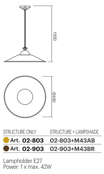 Incanti Rustikální závěsné svítidlo Lea, ø 43 cm, 1 x E27 Barva: Mosaz