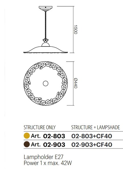 Incanti Rustikální závěsné svítidlo Lea, ø 44 cm, 1 x E27 Barva: Mosaz