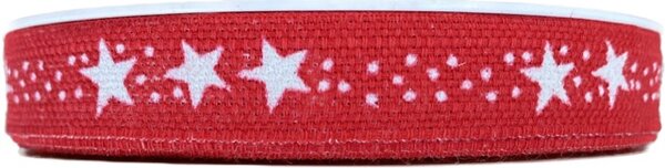Vánoční stuha lněná STAR CHAIN červená 15mm x 20m ( 6,- Kč/m)
