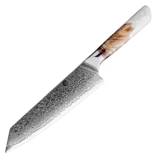 Kiritsuke nůž z damaškové oceli SaKuRo White Resin 20,3 cm