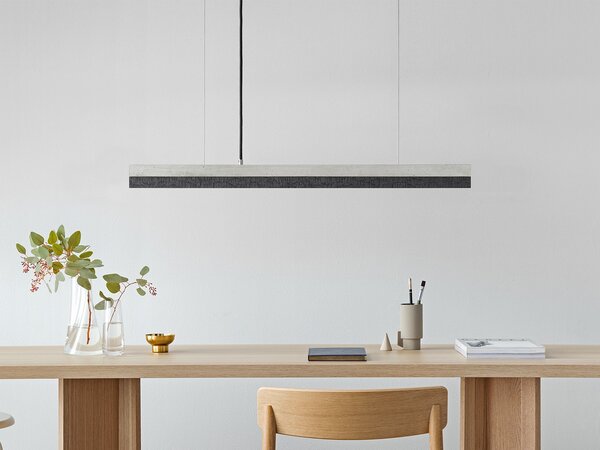 Lineární svítidlo Gant C3 2700K, d. 182cm, spálené dřevo Barva el. vedení: Bílá, Povrch - materiál: Světlý beton, Délka kabelu: 1,8 m
