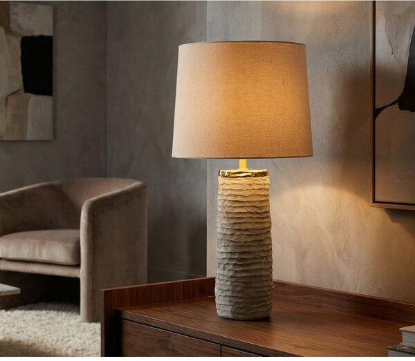 Světle šedá/krémová keramická stolní lampa s textilním stínidlem (výška 73 cm) Lima – Mauro Ferretti