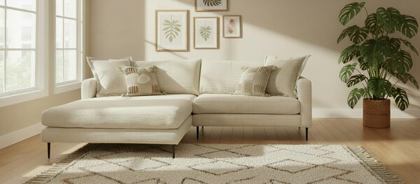 ROHOVÁ SEDAČKA, textil, krémová P & B - Sedací soupravy, Online Only