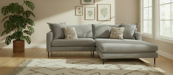 ROHOVÁ SEDAČKA, textil, šedá P & B - Sedací soupravy, Online Only