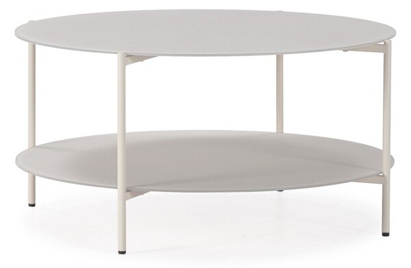 Krémový kulatý konferenční stolek se skleněnou deskou ø 83 cm Davi – MOME