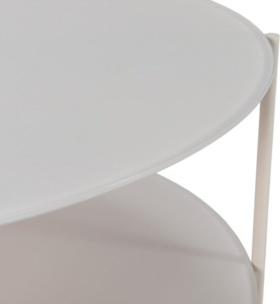 Krémový kulatý konferenční stolek se skleněnou deskou ø 83 cm Davi – MOME