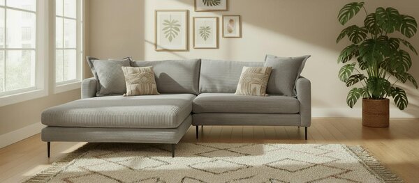ROHOVÁ SEDAČKA, textil, šedá P & B - Sedací soupravy, Online Only