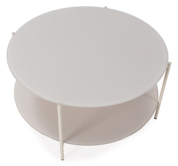 Krémový kulatý konferenční stolek se skleněnou deskou ø 83 cm Davi – MOME