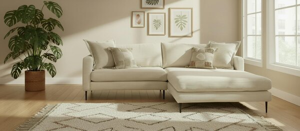 ROHOVÁ SEDAČKA, textil, krémová P & B - Sedací soupravy, Online Only