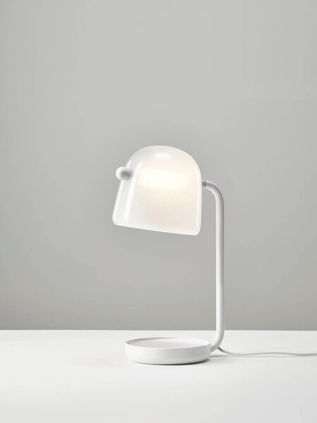 Stolní lampa Brokis Mona small table PC950, 2700K Kabel: Textilní bílý, Povrch Montury: Černý matný komaxit, Barva skla: Transparentní číré sklo