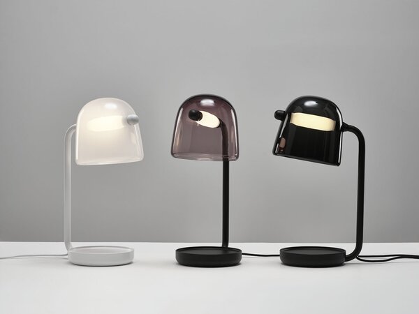 Stolní lampa Brokis Mona small table PC950, 5000K Kabel: Textilní bílý, Povrch Montury: Černý matný komaxit, Barva skla: Transparentní číré sklo