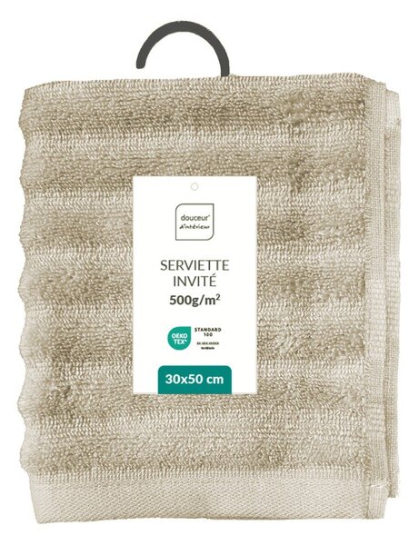 Béžový froté bavlněný ručník 30x50 cm Maya – douceur d'intérieur