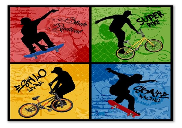 Fotoobraz na skle Kolo a skateboard osh-62041859