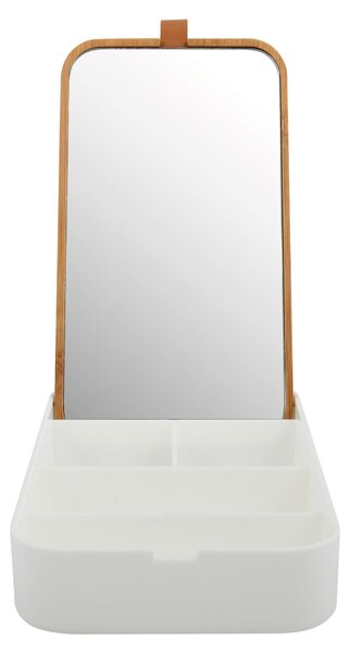 Zrcadlo Spirella, kosmetické zrcadlo s úložným prostorem pro make-up, kosmetiku, vhodné na toaletní stolek