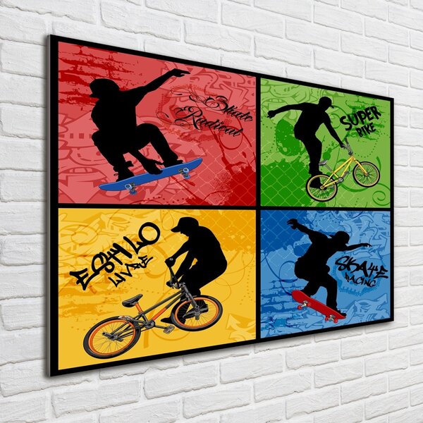 Fotoobraz na skle Kolo a skateboard osh-62041859