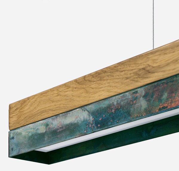 Lineární svítidlo Gant C2 2700K, d. 92cm, oxidovaná měď Barva el. vedení: Grafitová šedá, Povrch - materiál: Dubové dřevo, Délka kabelu: 1,8 m