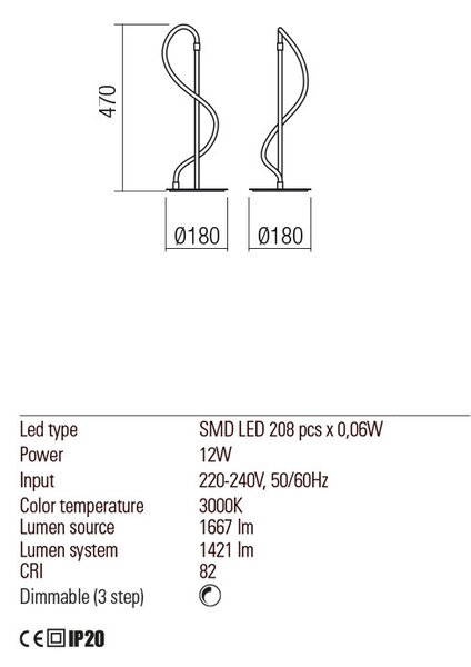 Redo Stolní lampa Corral, 3000K, 12W Barva: Černá