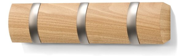 Nástěnný věšák z topolového dřeva v přírodní barvě Flip – Umbra