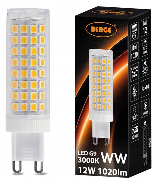 LED žárovka - 230V - G9 - 12W - 1020Lm - teplá bílá - 3000K BERGE
