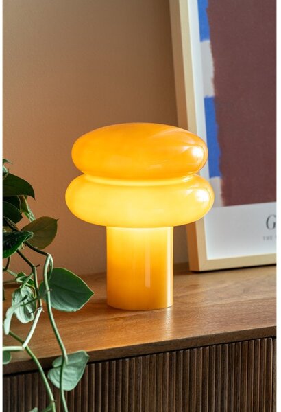 Okrově žlutá skleněná stolní lampa (výška 24 cm) Incesante – Leitmotiv