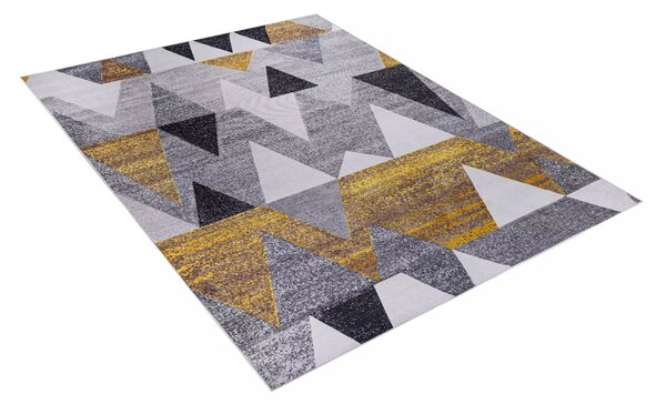 Makro Abra Kusový koberec ELEFANTA SR-10 Geometrický šedý žlutý černý Rozměr: 120x170 cm