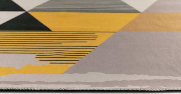 Makro Abra Kusový koberec ELEFANTA J002 Geometrický šedý žlutý Rozměr: 80x150 cm
