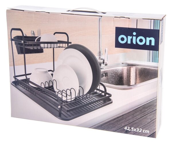 Černý kovový dvoupatrový odkapávač 42,5x32 cm Radka – Orion