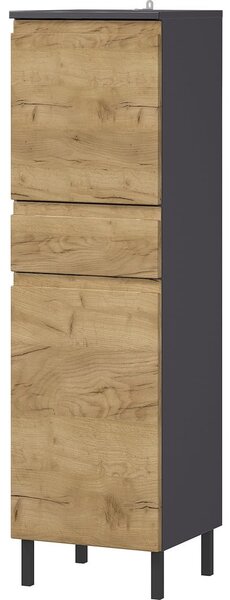Tmavě šedá vysoká koupelnová skříňka v dekoru dubu 34x120 cm Salinas - Germania