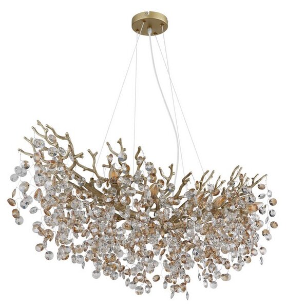 Lustr 10x E14 zlatá, jantarová IP20 GLOBO lighting QUEENA 64138H3G