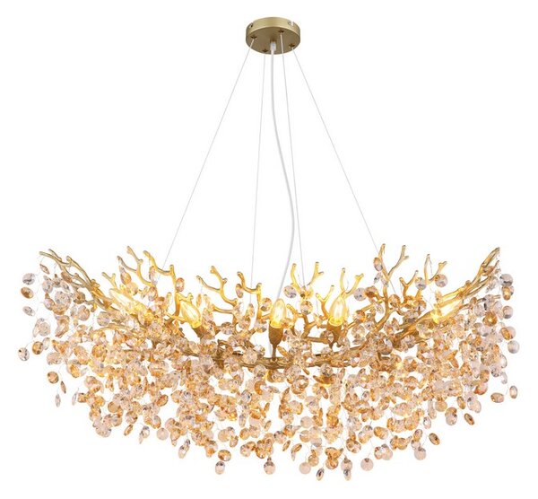 Lustr 10x E14 zlatá, jantarová IP20 GLOBO lighting QUEENA 64138H3G