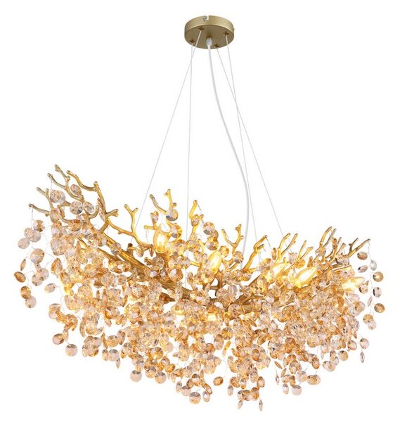 Lustr 10x E14 zlatá, jantarová IP20 GLOBO lighting QUEENA 64138H3G