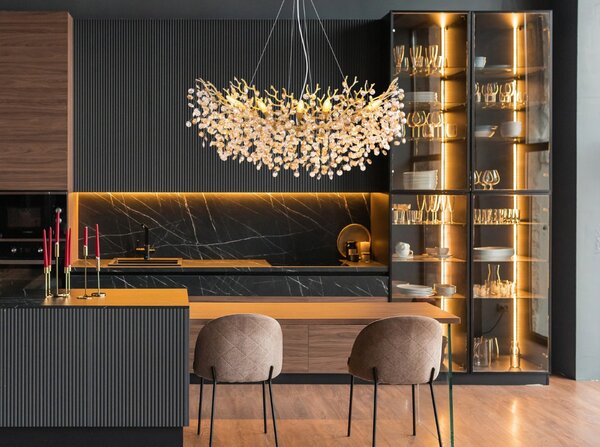 Lustr 10x E14 zlatá, jantarová IP20 GLOBO lighting QUEENA 64138H3G