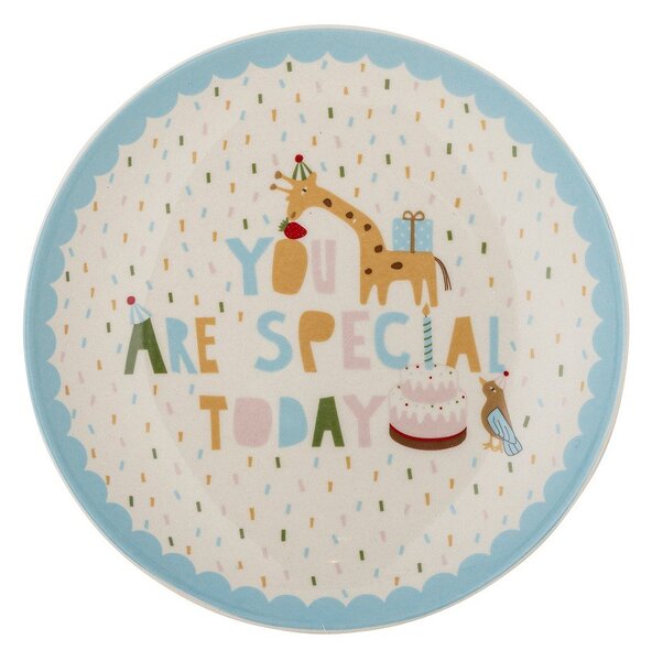 Světle modrý/krémový dětský talíř z kameniny ø 16 cm Celebrate – Bloomingville Mini