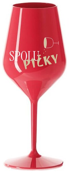 SPOLUPIČKY - červená nerozbitná sklenička na víno 470 ml