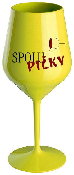 SPOLUPIČKY - žlutá nerozbitná sklenička na víno 470 ml