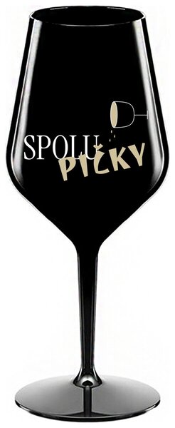 SPOLUPIČKY - černá nerozbitná sklenička na víno 470 ml