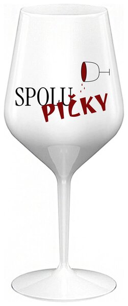 SPOLUPIČKY - bílá nerozbitná sklenička na víno 470 ml