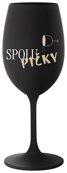 SPOLUPIČKY - černá sklenička na víno 350 ml