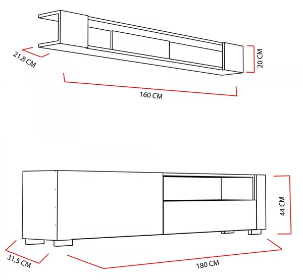 Hanah Home Obývací stěna Arya 180 cm bílá/hnědá
