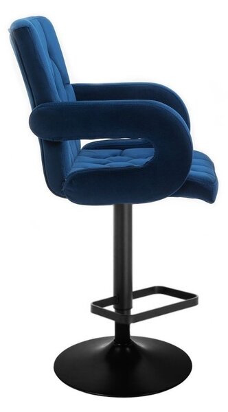 LuxuryForm DESIGN Barová židle BOSTON VELUR na černé kulaté podstavě - modrá