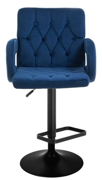LuxuryForm DESIGN Barová židle BOSTON VELUR na černé kulaté podstavě - modrá