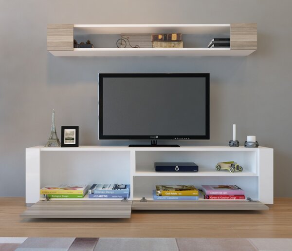 Hanah Home Obývací stěna Arya 180 cm bílá/hnědá