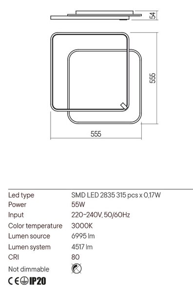Redo Stropní LED svítidlo Arp hranaté Barva: Bílá