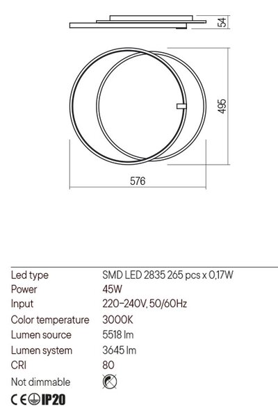 Redo Stropní LED svítidlo Arp kulaté Barva: Černá