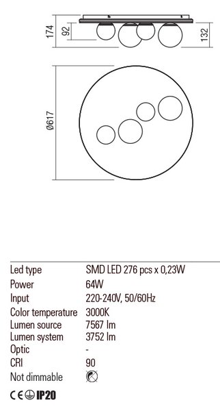 Redo Stropní LED svítidlo Corum 4 Barva: Bílá