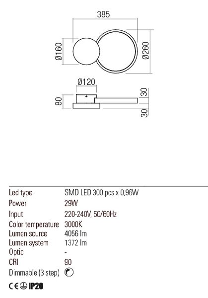 Redo Nástěnná/stropní LED lampa Cronos Barva: Bronzová